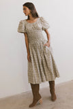 Lucille Smocked Floral Dress in Olive FINAL SALE