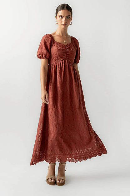 Luca Embroidered Maxi Dress in Dark Berry FINAL SALE
