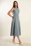 NAUTICAL NICE LIGHT DENIM MIDI DRESS