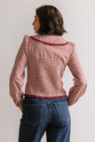 Brenna Gingham Blouse in Burgundy FINAL SALE