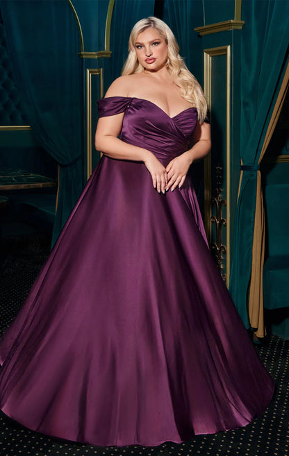 JILLIAN GOWN A LINE SOFT SATIN OFF THE SHOULDER DRESS