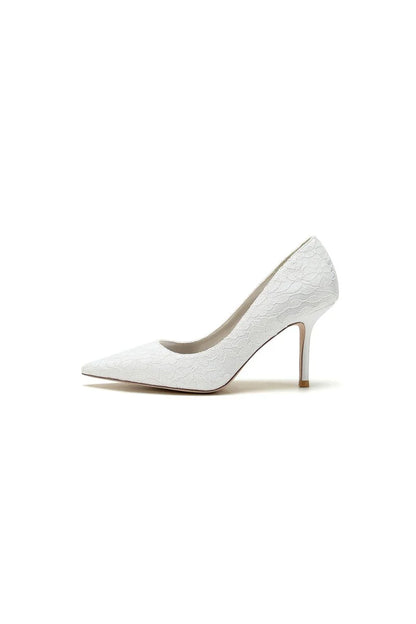 Simple Pointed Toe Lace Wedding Heels
