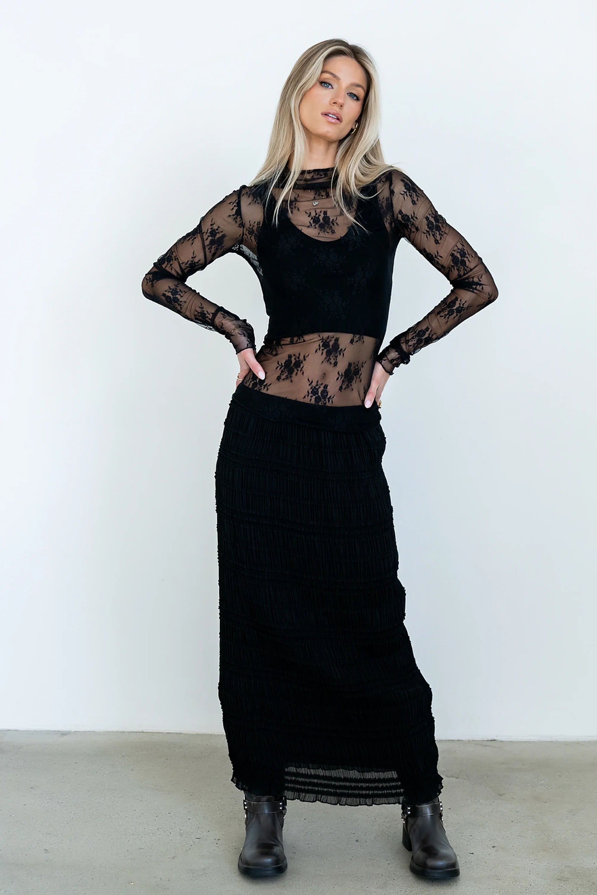 Marcus Chiffon Maxi Skirt in Black