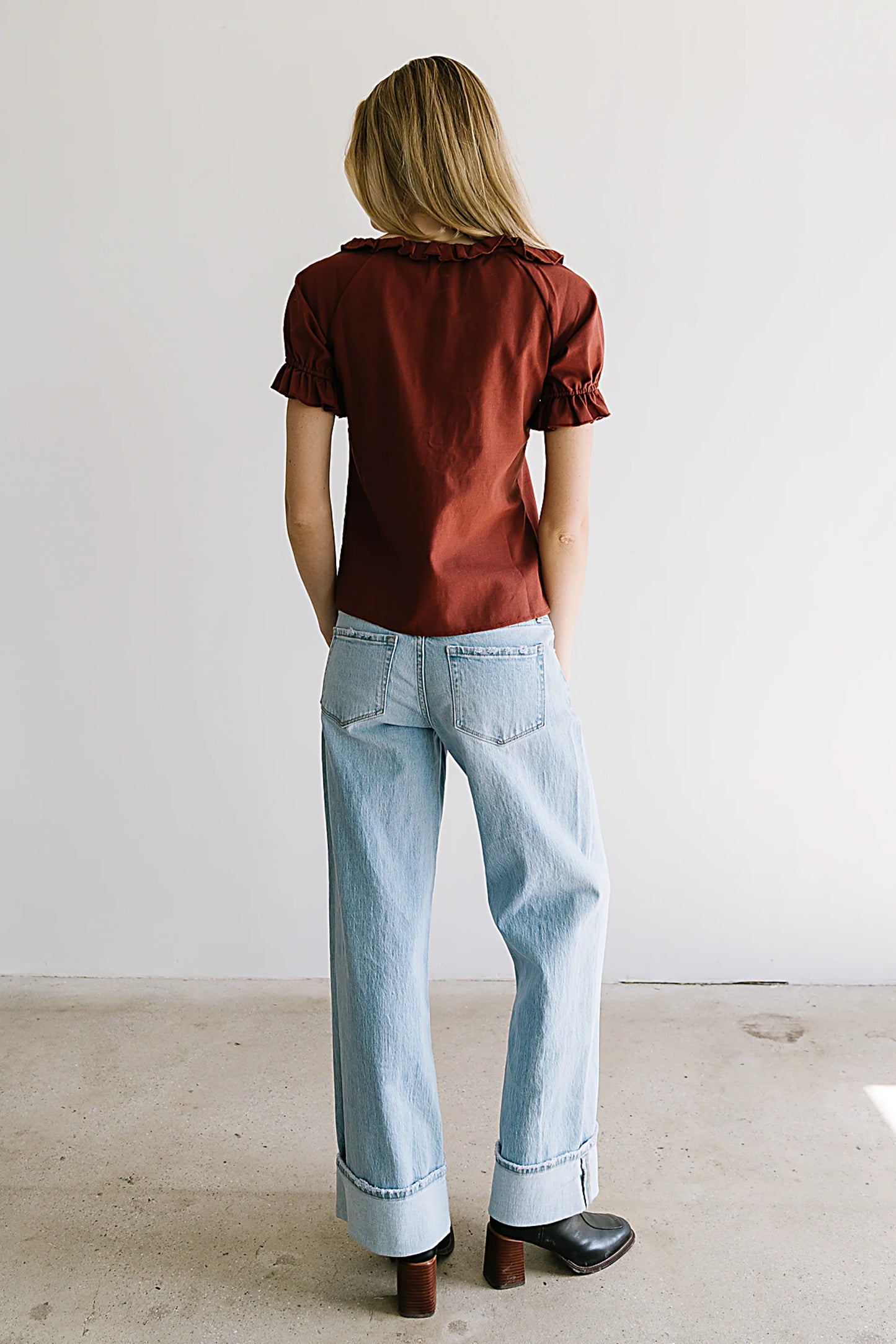 Connie Ruffle Blouse in Rust FINAL SALE