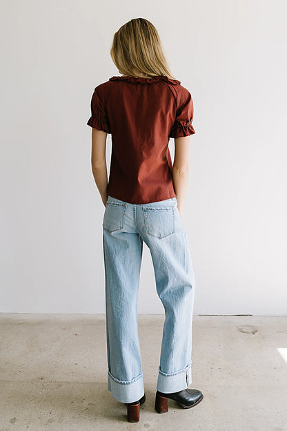 Connie Ruffle Blouse in Rust FINAL SALE