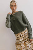 Inda Henley Sweater in Olive FINAL SALE
