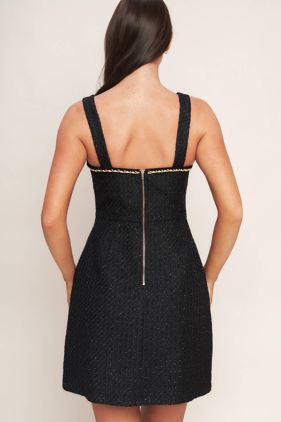 MONACO HOUR BLACK TWEED MINI DRESS