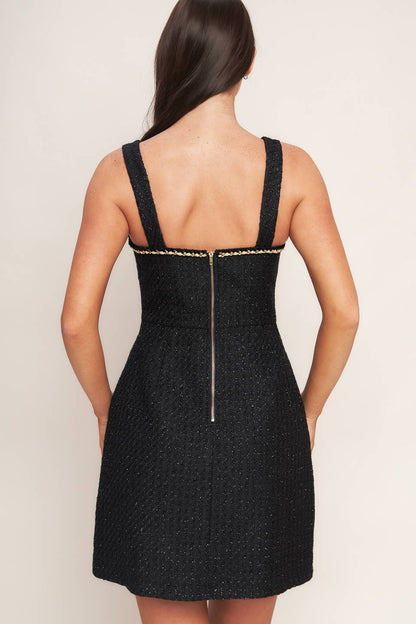 MONACO HOUR BLACK TWEED MINI DRESS