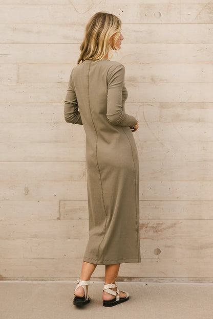 Hollis Ribbed Dress in Olive FINAL SALE