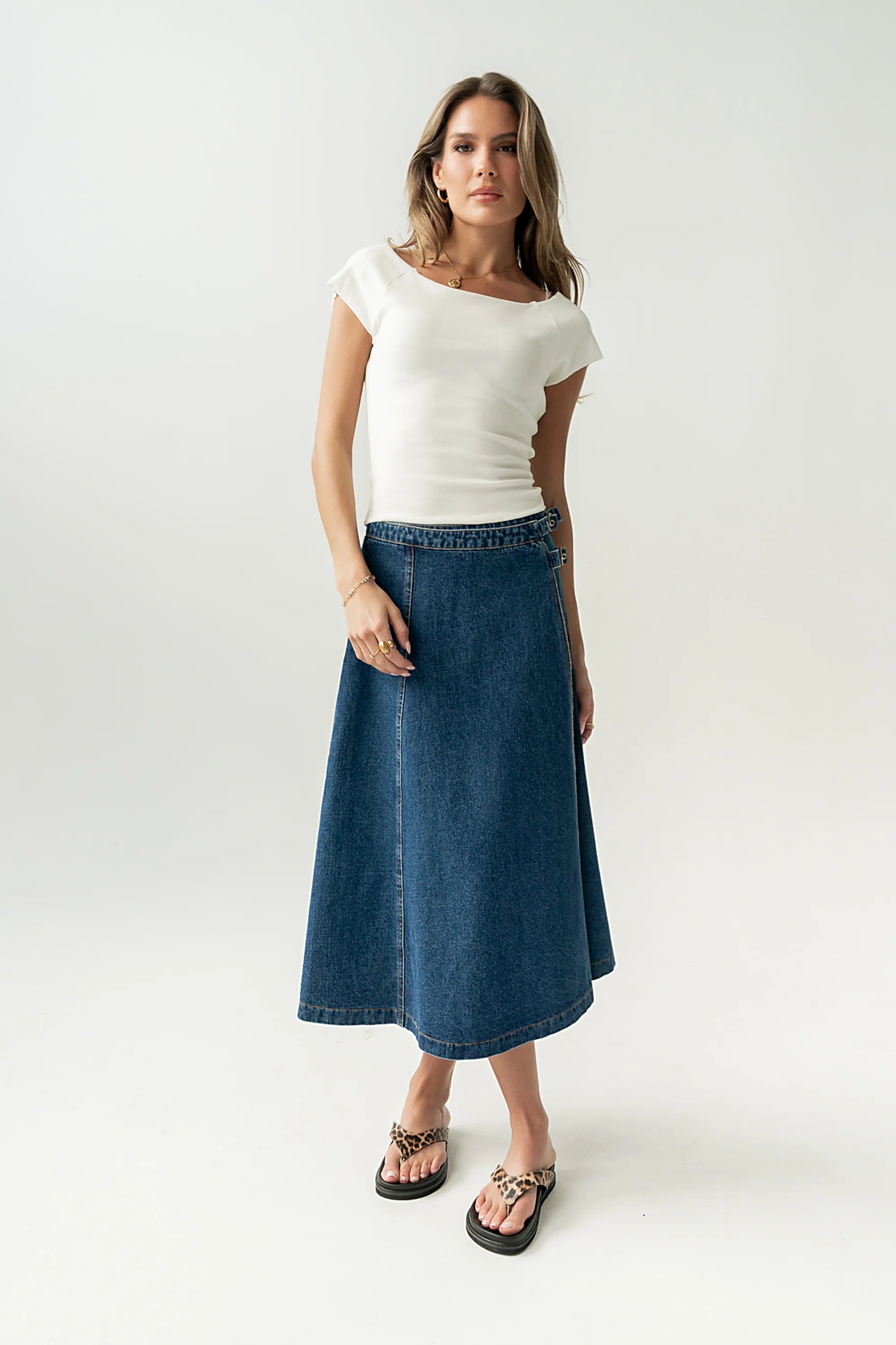 Carson Denim Midi Skirt
