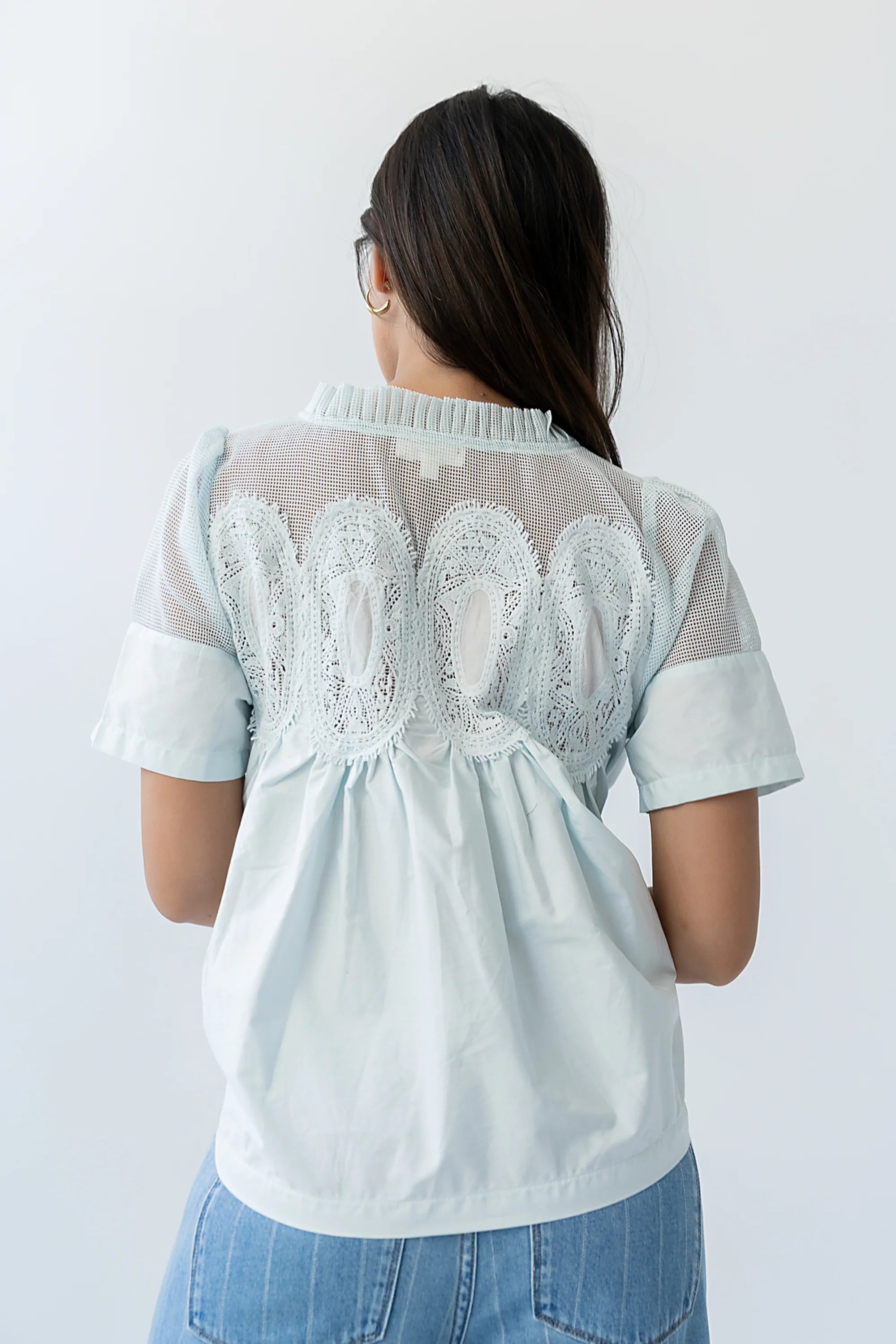 Estelle Mesh Top in Light Blue