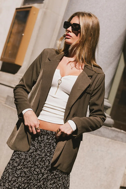 Crystal Blazer in Olive FINAL SALE