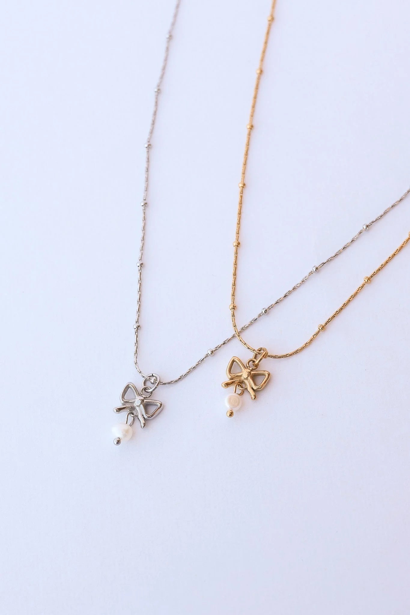 Jane Bow Pearl Necklace