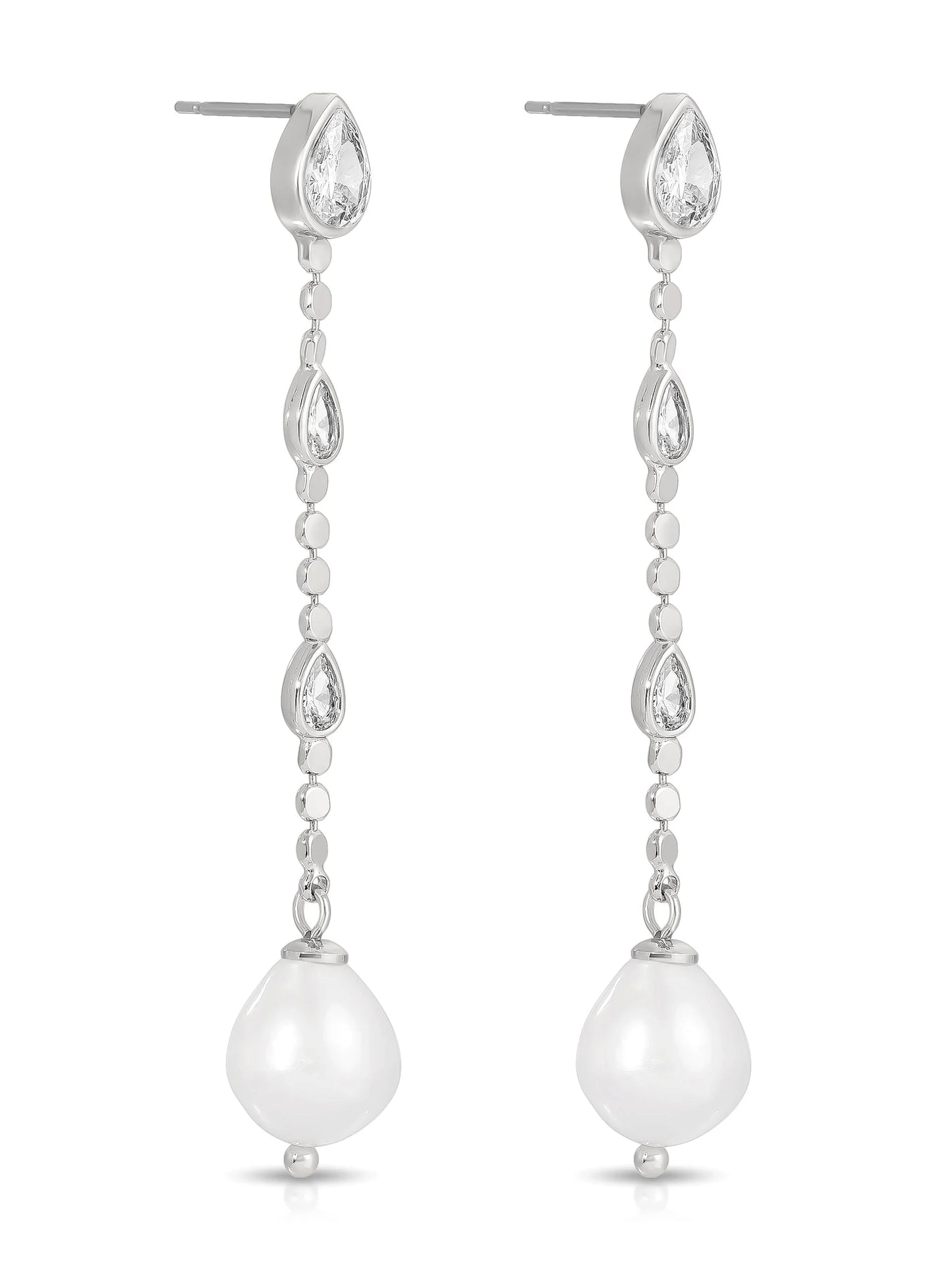 Droplet Crystal and Pearl Earring