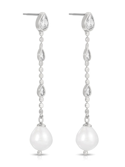 Droplet Crystal and Pearl Earring