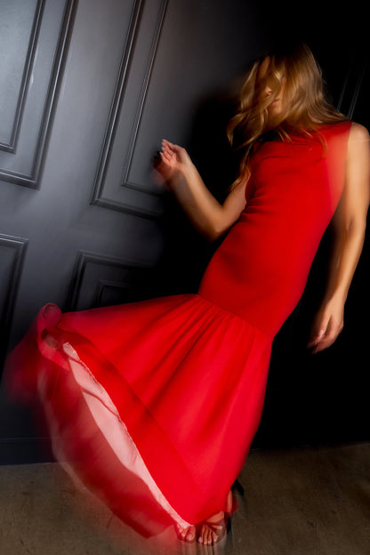 Lindsey Mermaid Maxi Dress in Red