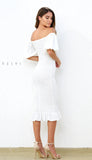 Skyla Shirred Midi Dress WHITE