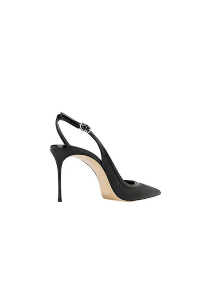 Green Slingback Mid Heel Stiletto Sandals