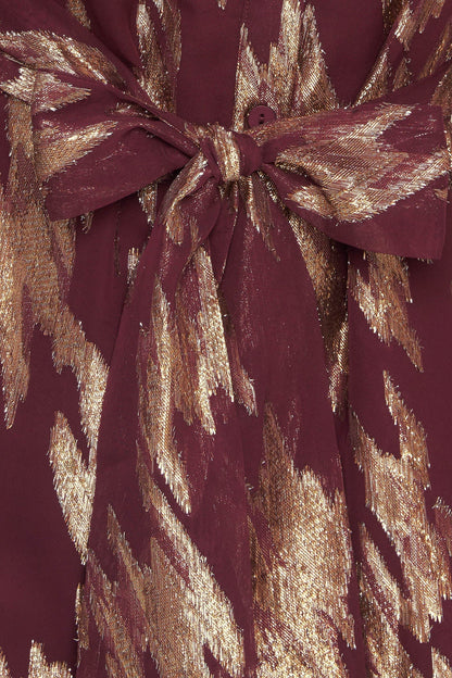 METALLIC MUSE BURGUNDY LONG SLEEVE MINI DRESS FINAL SALE