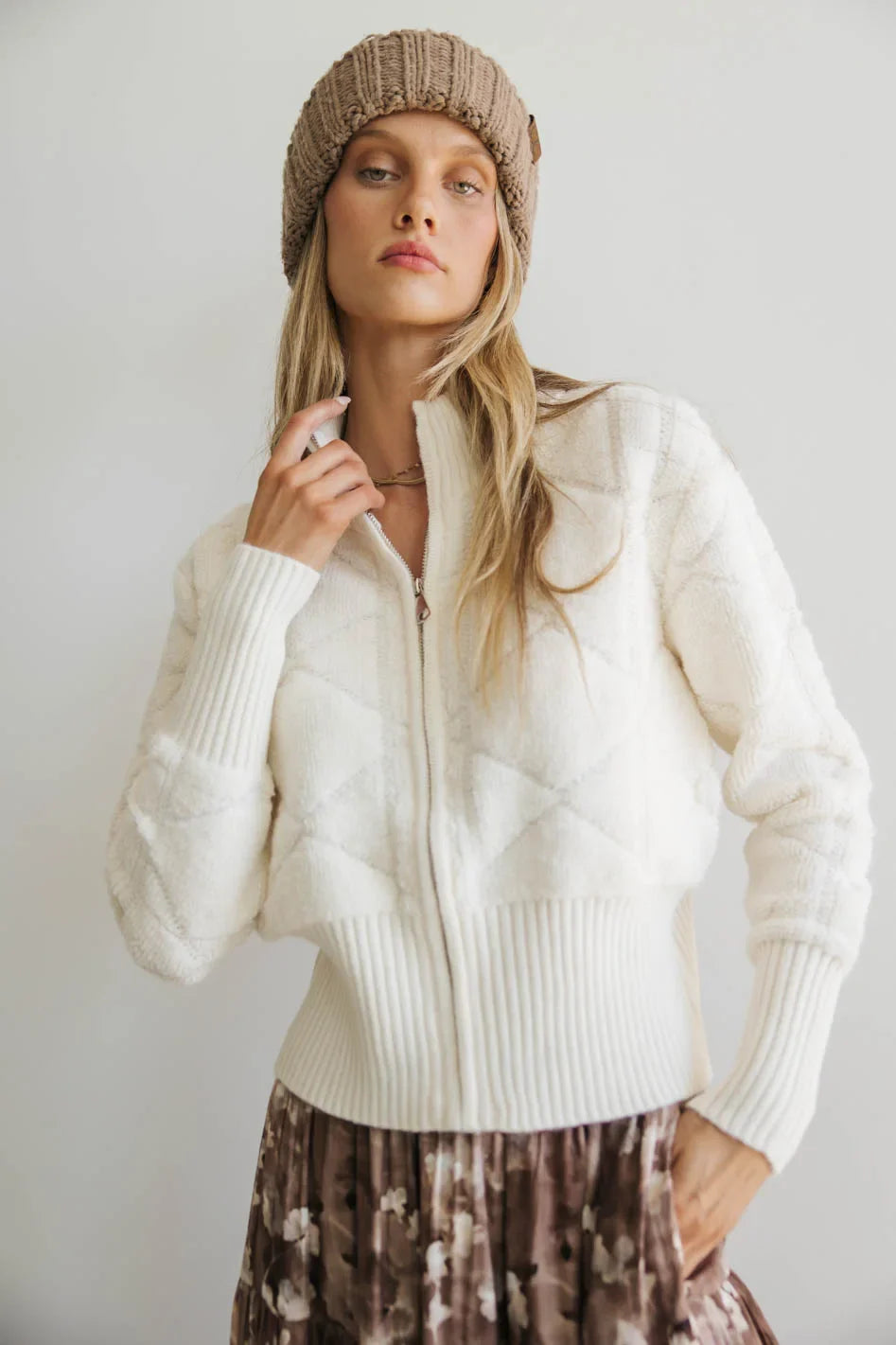 Sheena Quilted Jacket in Ivory FINAL SALE