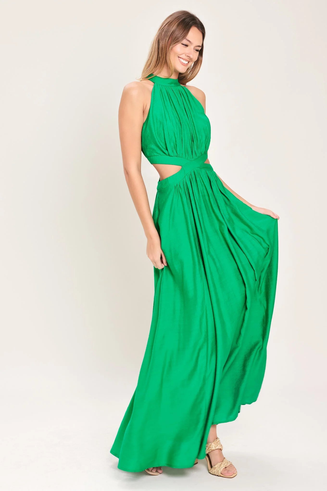 HALTER MAXI DRESS WITH SIDE CUT OUTS