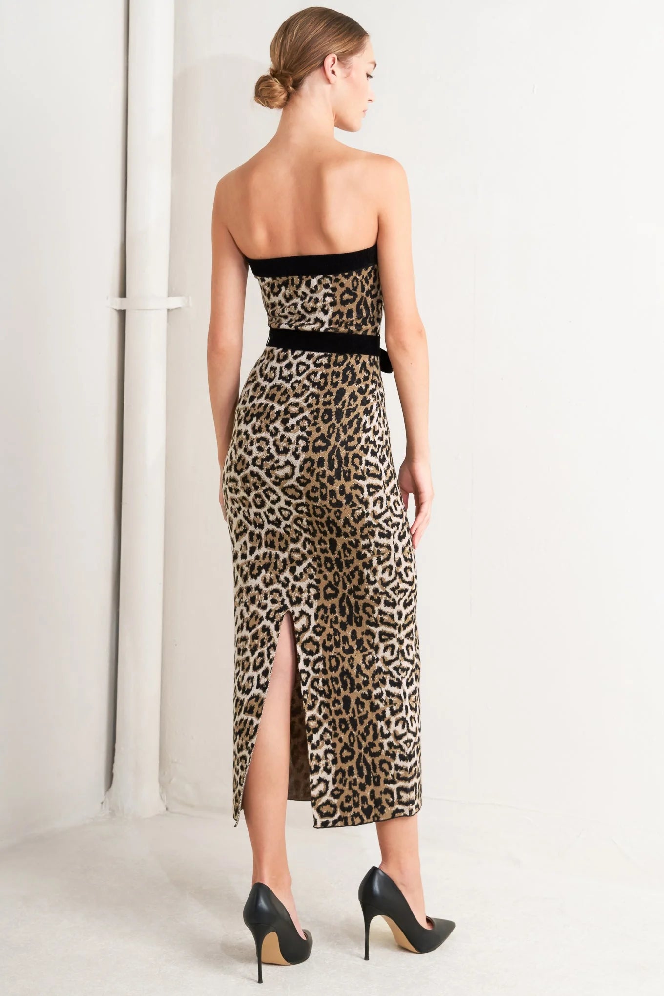 WILD ROMANCE LEOPARD KNIT MIDI DRESS FINAL SALE