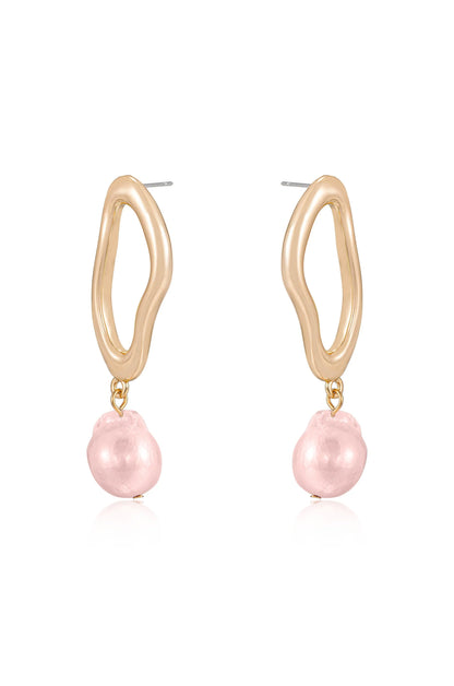 Open Circle Freshwater Pearl Earrings