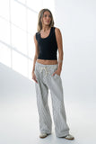 Becky Striped Wide Leg Jeans in White