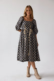 Gloria Floral Midi Dress in Black FINAL SALE