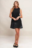 CITY SLEEK FAUX SUEDE LEATHER SHIFT DRESS