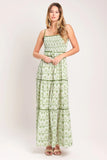 DAINTY FLORA GREEN MAXI DRESS