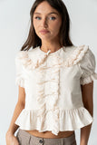 Chrissy Lace Trim Blouse in Cream