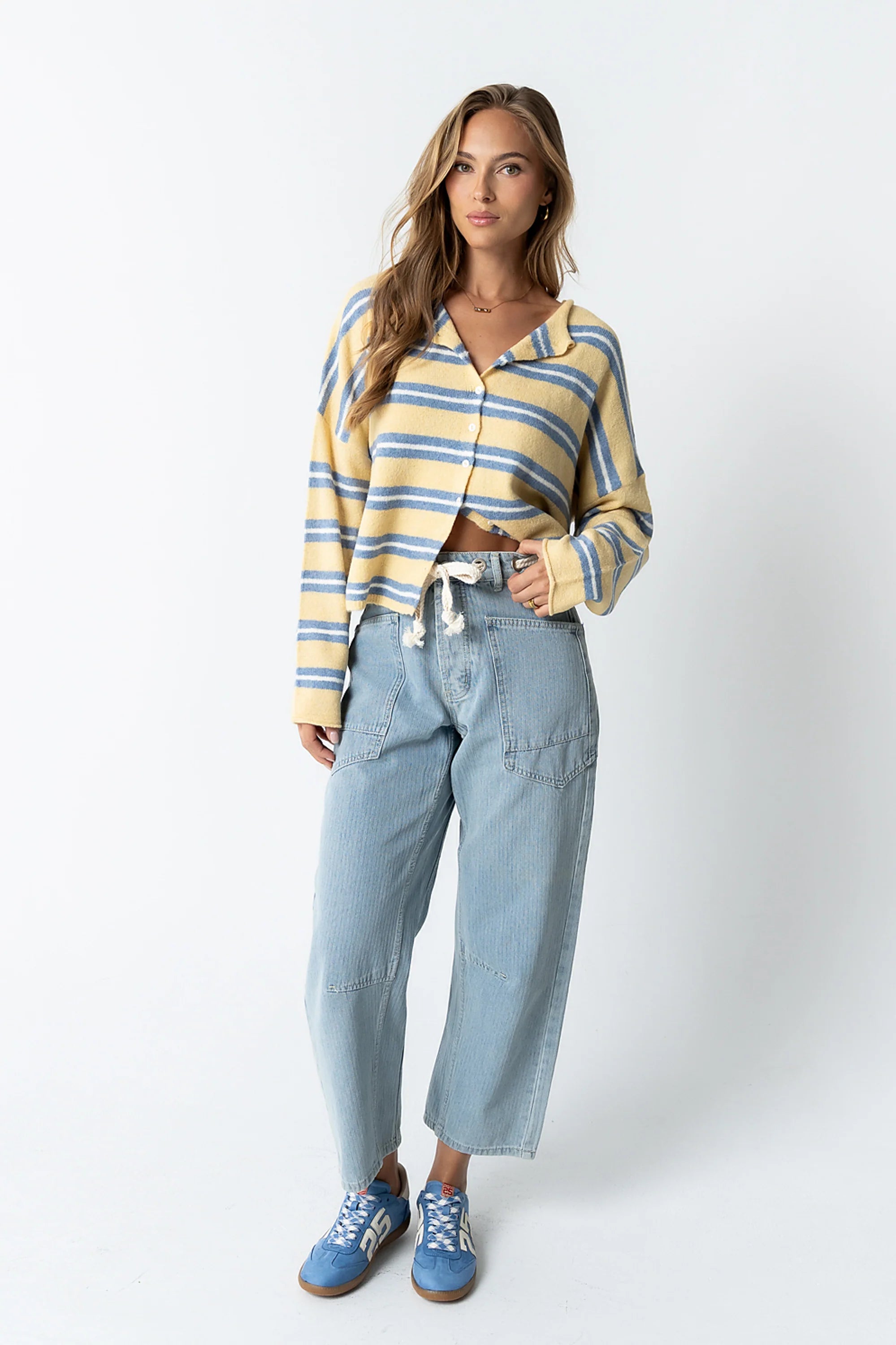 Mariah Striped Cardigan in Yellow