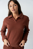 Patricia Collared Sweatshirt in Burgundy FINAL SALE