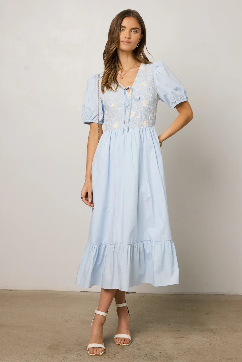 Jozette Floral Midi Dress in Blue FINAL SALE