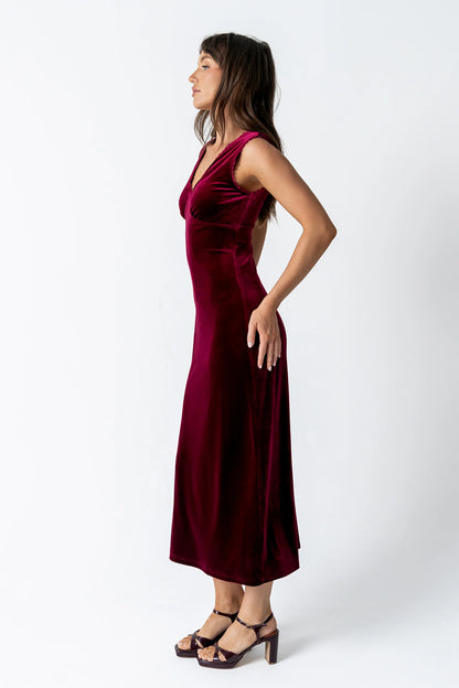 Kalani Velvet Maxi Dress in Burgundy FINAL SALE