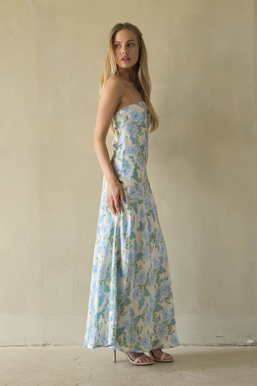 Jasmina Satin Floral Maxi Dress