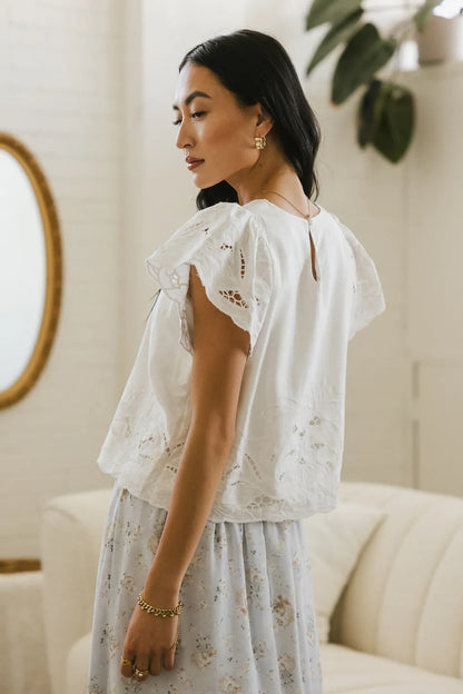 Myra Embroidered Blouse in Ivory FINAL SALE