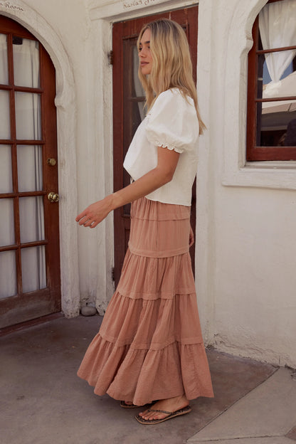 Rain Striped Maxi Skirt in Rust FINAL SALE