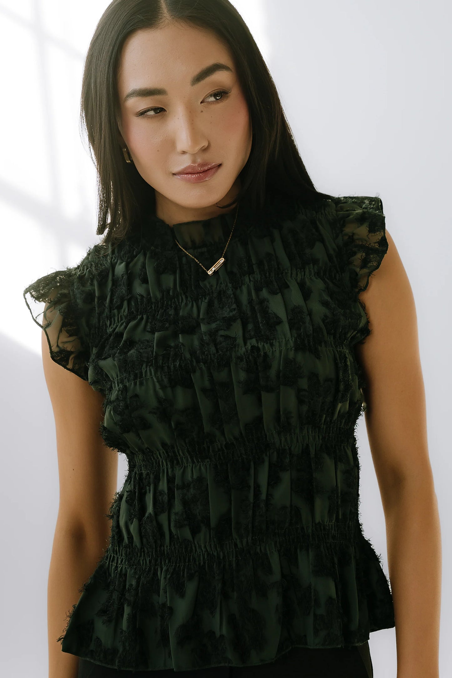 Rodney Smocked Blouse in Green FINAL SALE