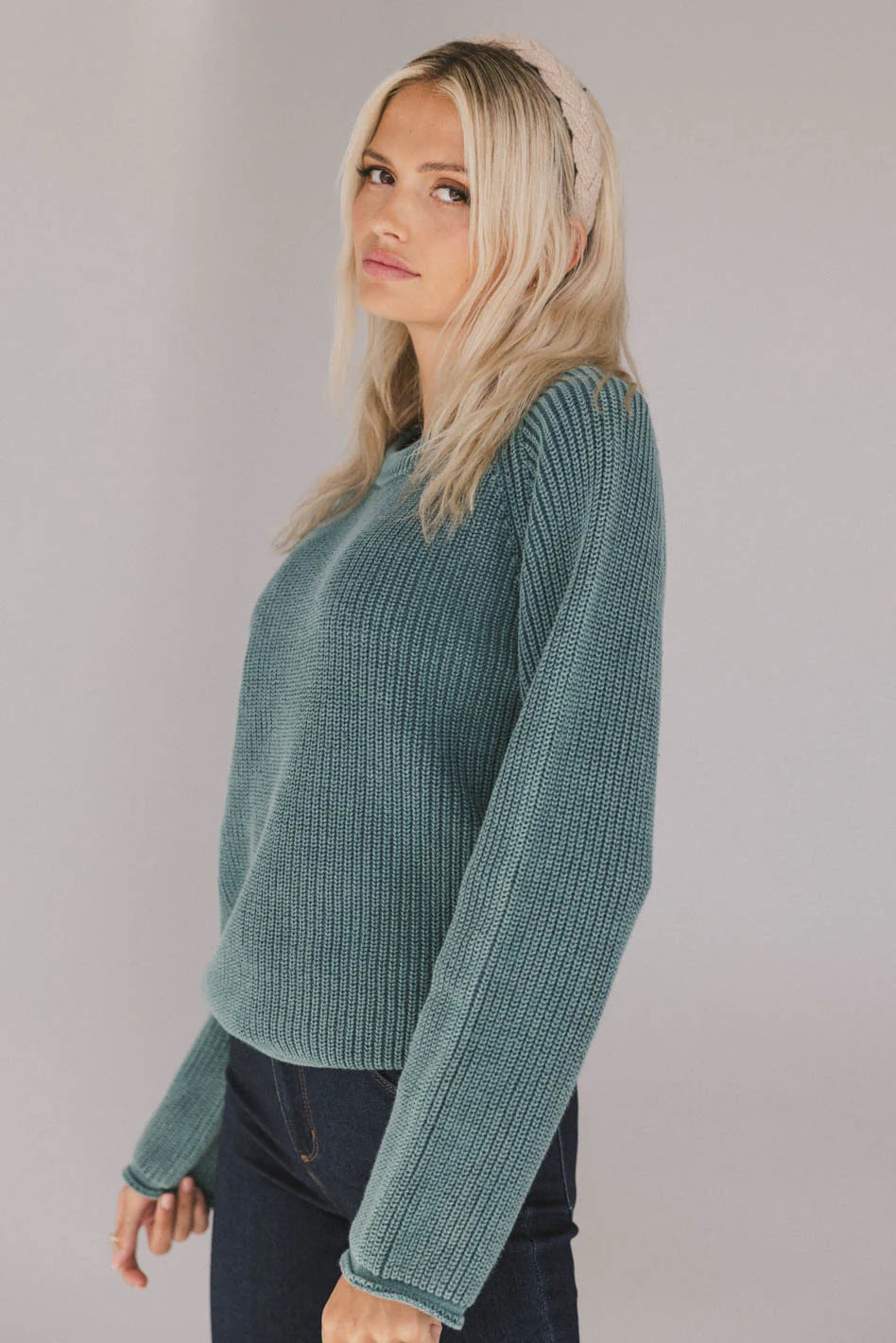 Aveline Knit Sweater in Teal FINAL SALE