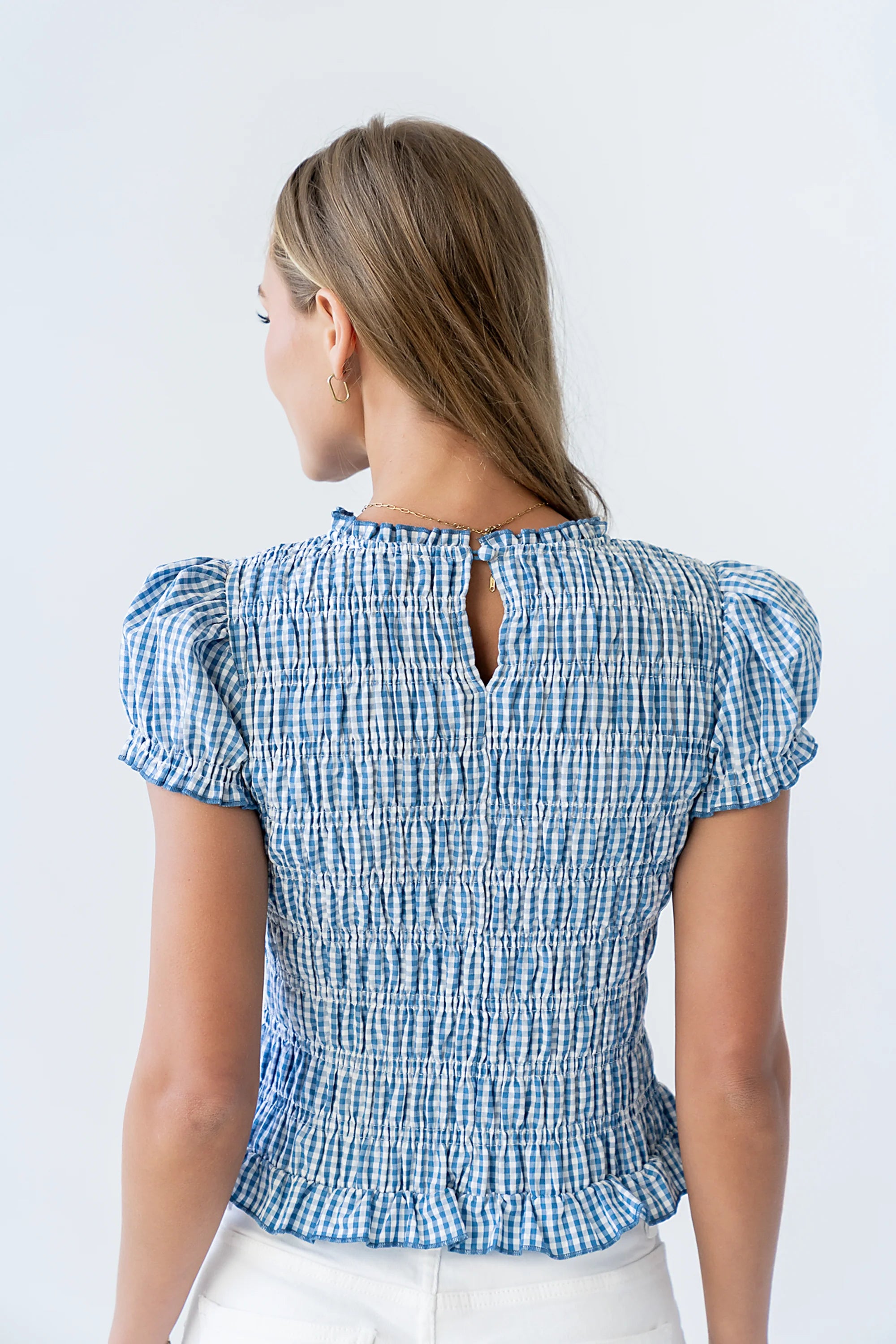 Ruth Smocked Top in Blue