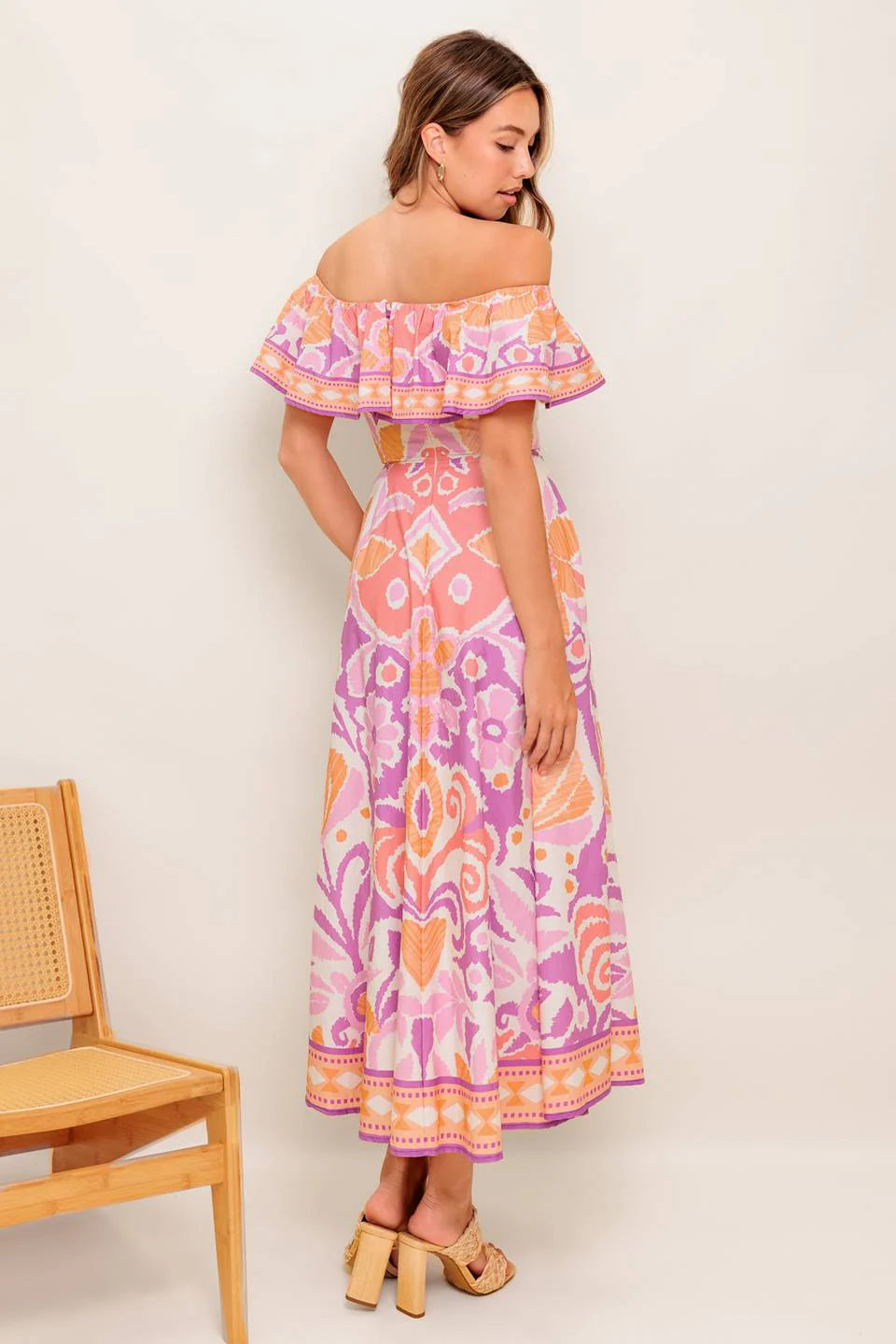 LILAH LAVENDER MIDI DRESS