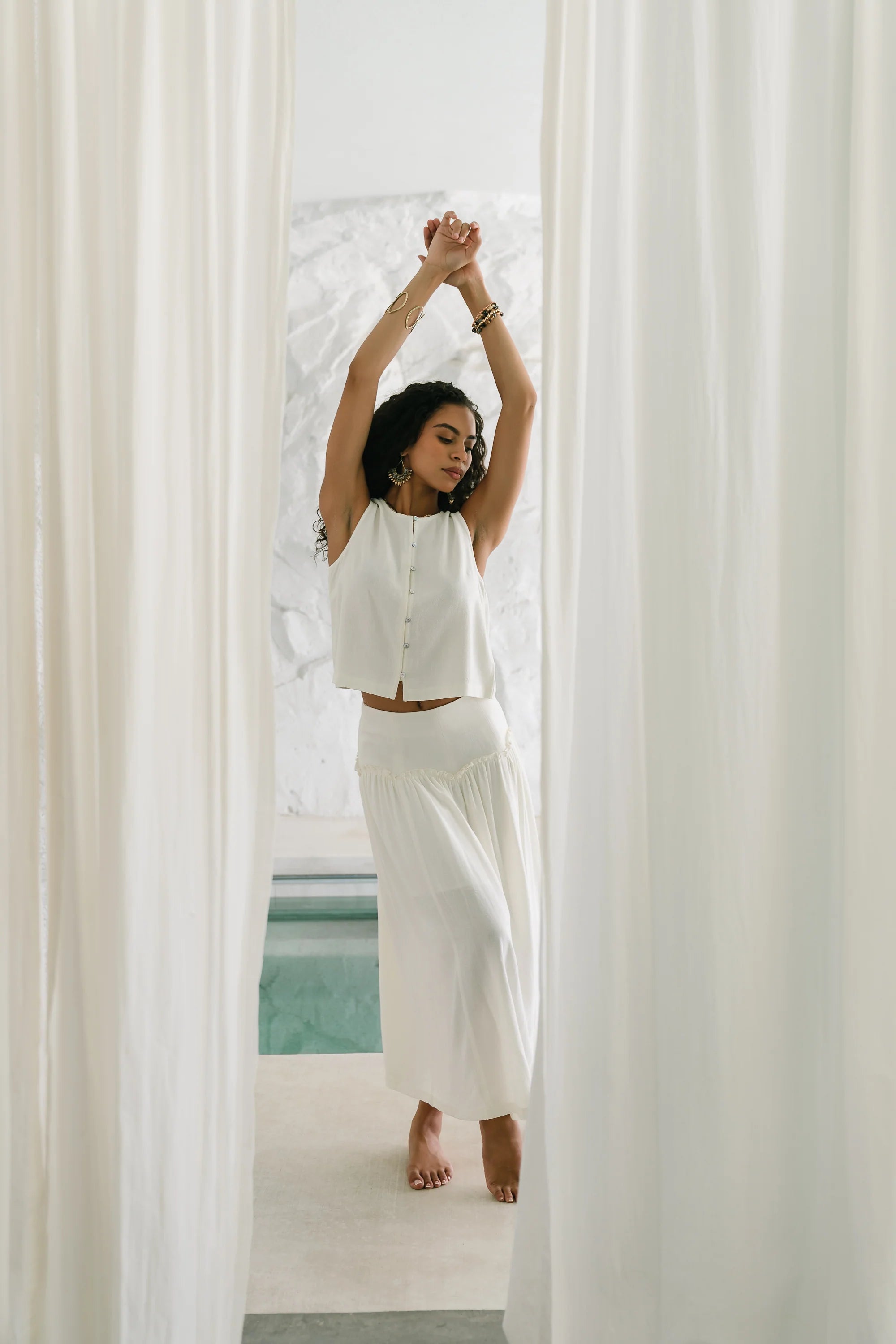 Ray Scallop Maxi Skirt