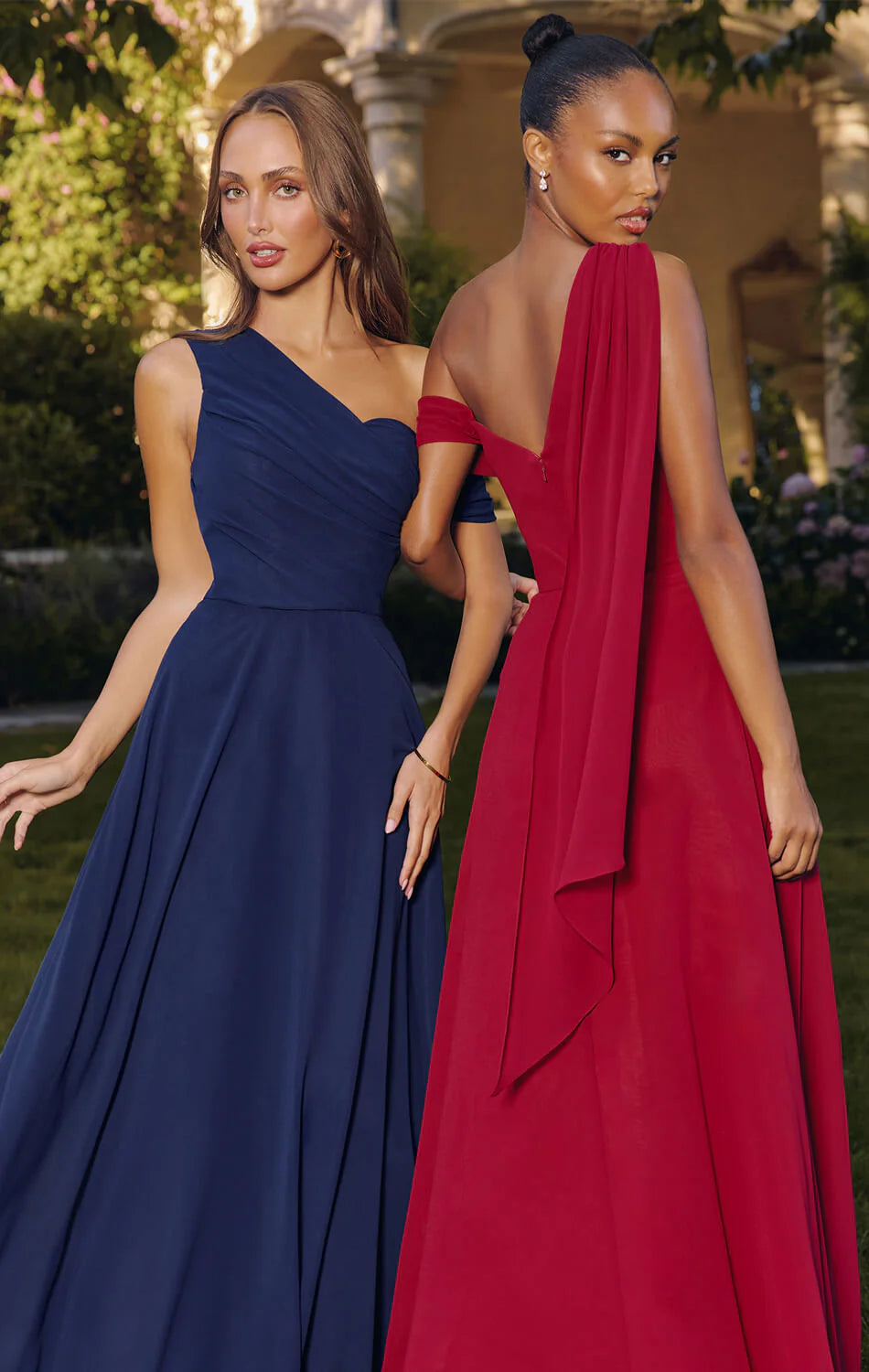 VENUS GOWN ONE SHOULDER CHIFFON DRESS