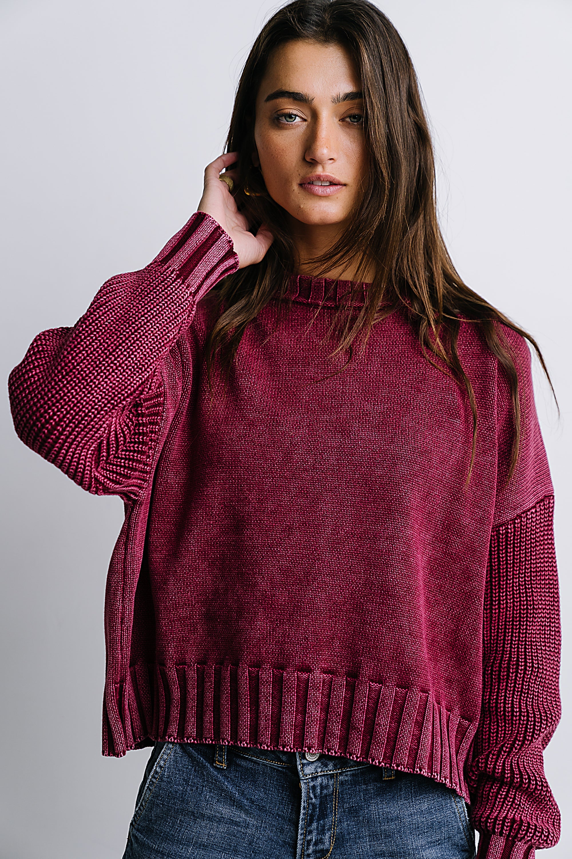 Payton Knit Sweater in Burgundy FINAL SALE