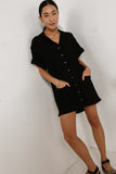 Button Up Mini Dress in Black FINAL SALE