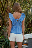 Poppy Ruffle Denim Top FINAL SALE