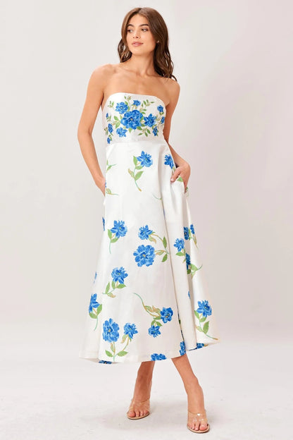 GARDEN MUSE FLORAL MIDI DRESS