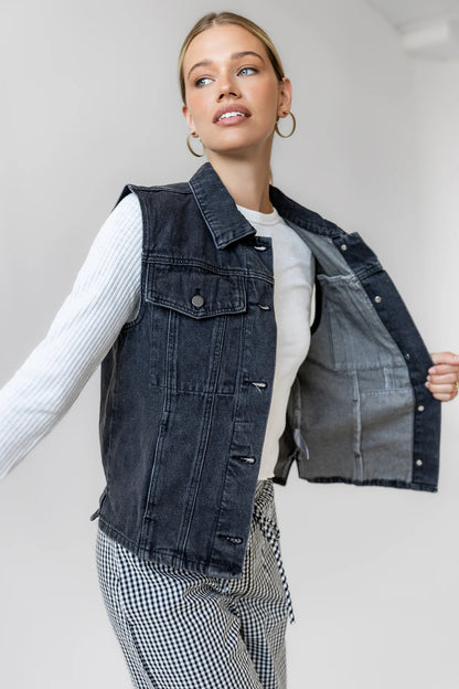 Jasmine Denim Vest in Black